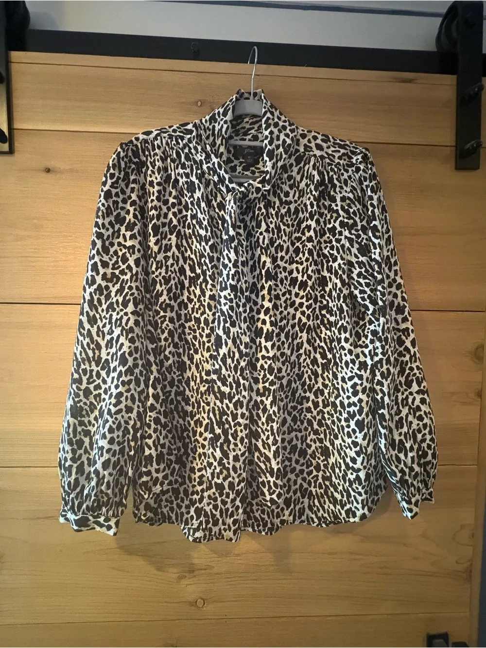 Women’s Long-Sleeve Button Up Leopard Print Blouse Business Office Professional